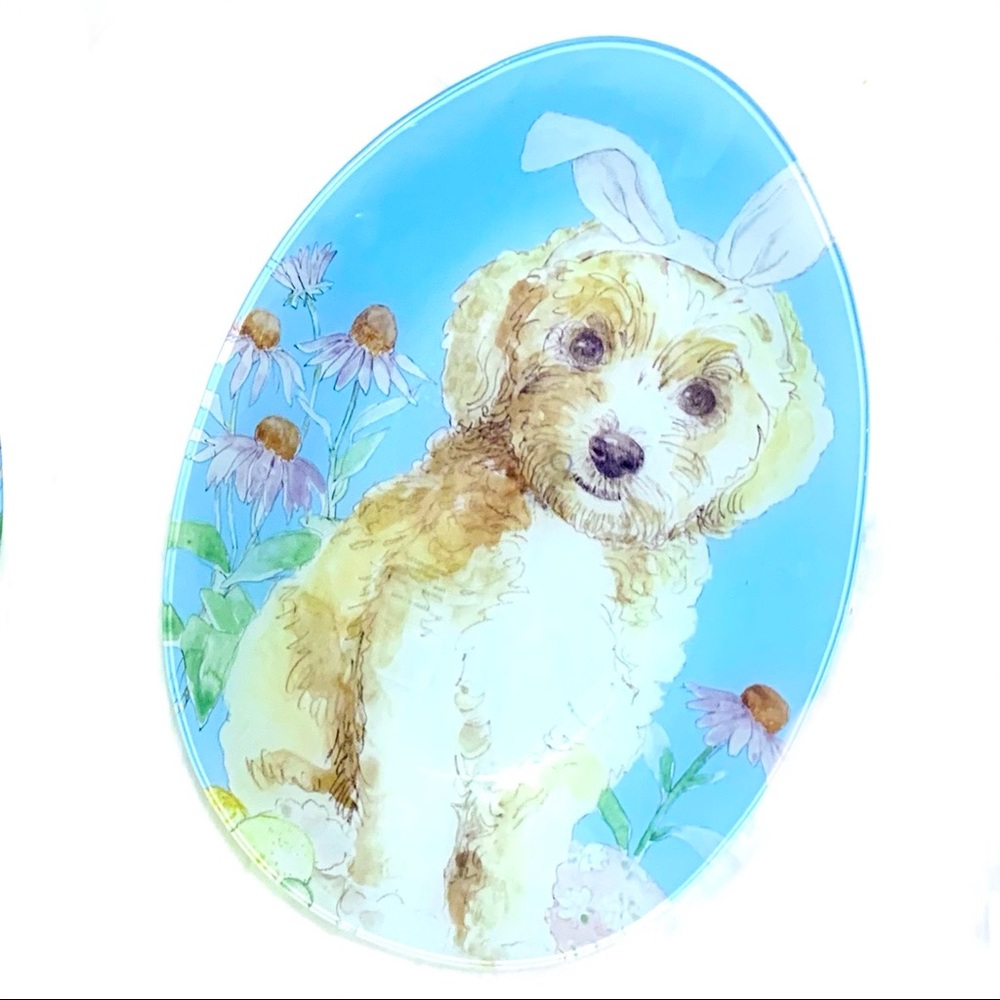 Glass Easter Serving Platter ◈ Golden Doodle